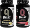 French Vanilla + Wild Strawberry Whey Protein Powder Bundle - Gluten-Free 25g Protein 5.5g BCAA 2.7g Leucine 1.4g Isoleucine 1.4g Valine