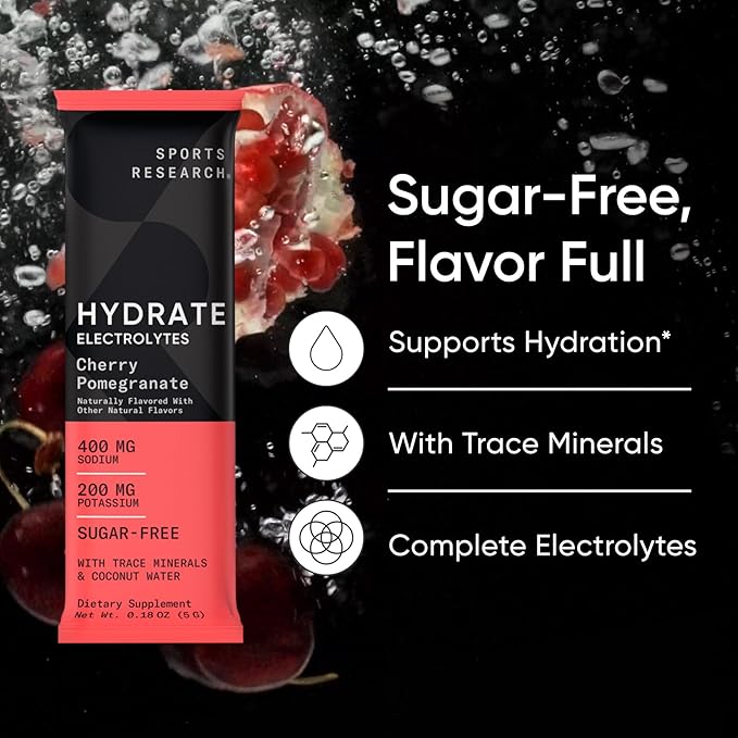 Sports Research Creatine Monohydrate (100 Servings) Hydrate Electrolytes Variety Packets (16 Count) and Dutch Chocolate Whey Protein Isolate (25 Servings)
