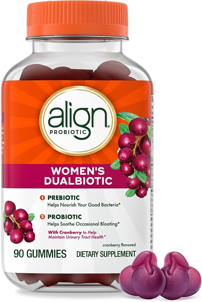 Align Probiotic Women's Dualbiotic Womens Probiotic Gummies Prebiotics and Probiotics for Women with Cranberry for Urinary Tract Health* Cranberry Flavor 90 Gummies
