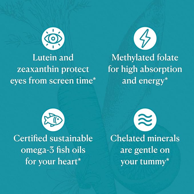 Nutri-Rich Essentials Multi | Multivitamin Supplement for Adult with Fish Oil Omega-3 Supports Energy Immune Health Vitamin A C D3 E K2 and Zinc Non-GMO Gluten Free (60 Count)