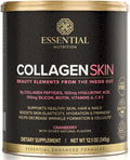 Essential Nutrition Collagen Skin - Hydrolyzed Collagen Peptides with Hyaluronic Acid Silicon &amp Biotin - Hair Skin &amp Nails - Cranberry - 11.9 oz (30 Servings)