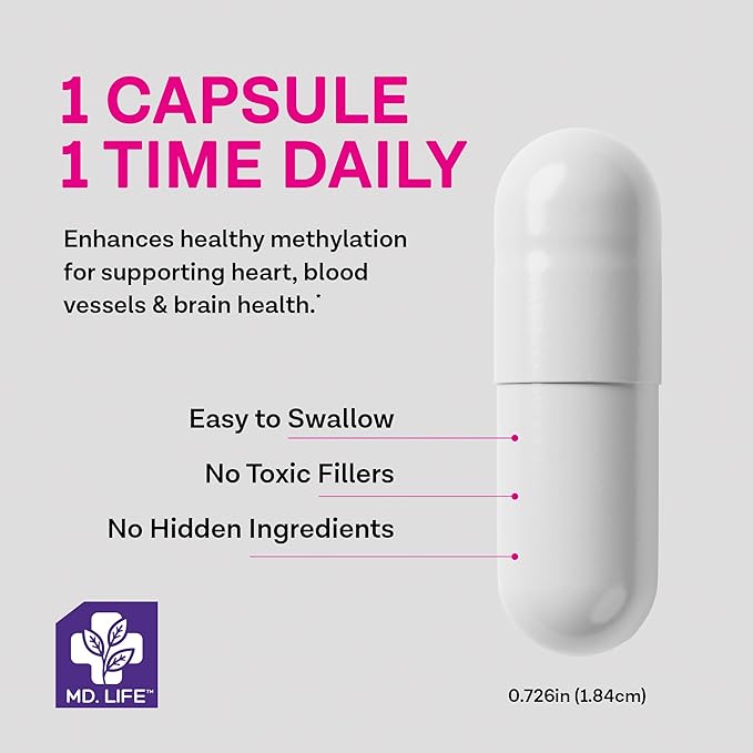 MD Life L-Methylfolate 15 mg Supplement - Professional-Grade Active L Methylfolate Supplement - 120 Capsules - L-Methylfolate 15mg - Maximum Potency MTHFR W/ Essential Amino Acids