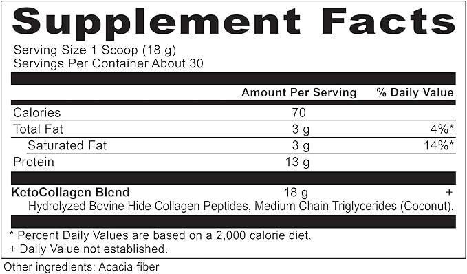 Ancient Nutrition Keto Collagen Powder Drink Mix Keto Diet Supplement with MCT Hydrolyzed Collagen Peptides to Support Healthy Skin and Joints 30 Servings 19 oz (Packaging May Vary)