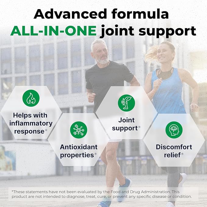 Wellnee Joint Support Supplement - Glucosamine Chondroitin MSM Boswellia &amp Turmeric - Relieves Joint Discomfort &amp Supports Flexibility - Wellknee Joint Support - 90 Capsules 30 Servings
