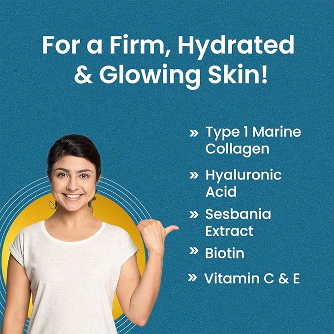 Marine Collagen Skin Protein Powder with Hyaluronic Acid Vitamin C Sesabania &amp Biotin Chocolate Flavour | 25 Servings - 250g