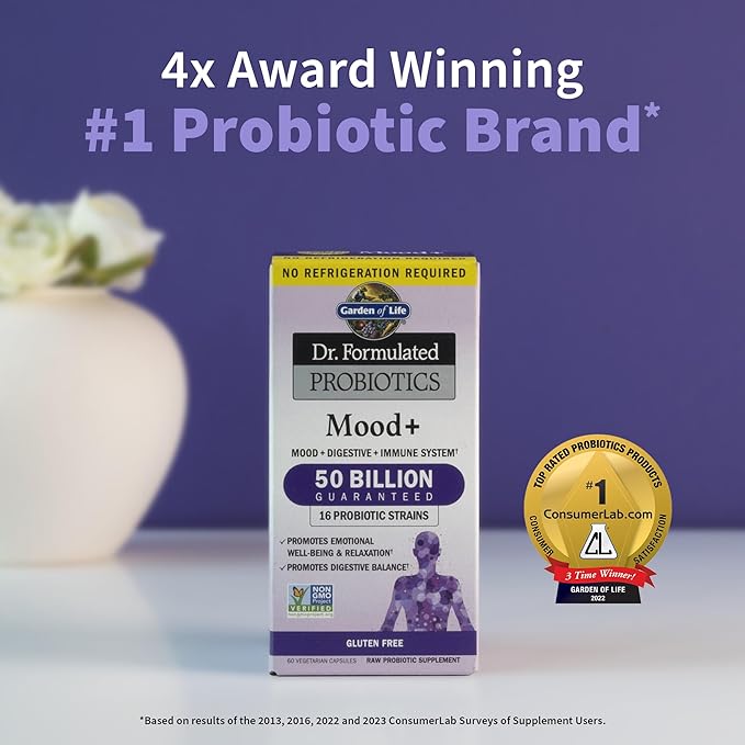 Garden of Life Dr. Formulated Probiotics Mood+ Acidophilus Probiotic Supplement &amp Vitamin Code Whole Food Multivitamin for Men Fruit &amp Veggie Blend