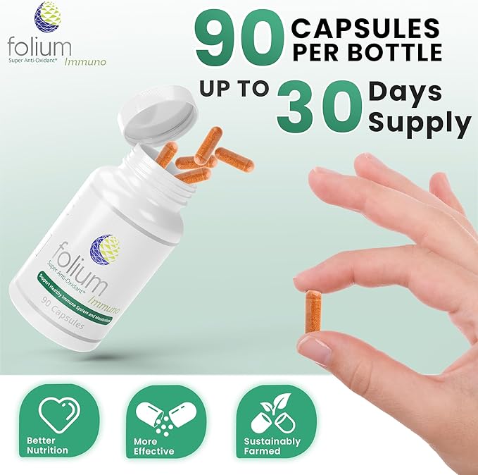 Folium Immuno Inflammation Support Supplement-Pine Parts GrapeSeed Ginger Turmeric Green Tea White Pepper &amp Pomegranate-90 Count