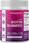 Vitamatic Biotin Gummies 10000 mcg for Stronger Hair Skin &amp Nails - 240 Vegan Gummies - Also Called Vitamin B7