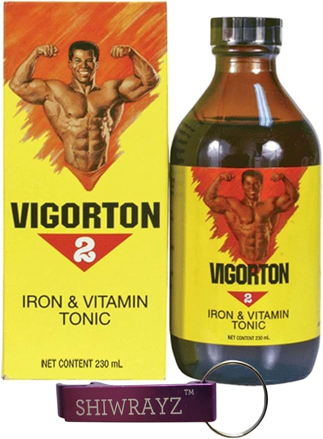 Vigorton 2 Iron &amp Vitamin Tonic 230ml (1 Pack) with 1 Keychain Bottle Opener. Jamaican Vigorton 2 Energy Tonic. Iron and Vitamin Tonic.