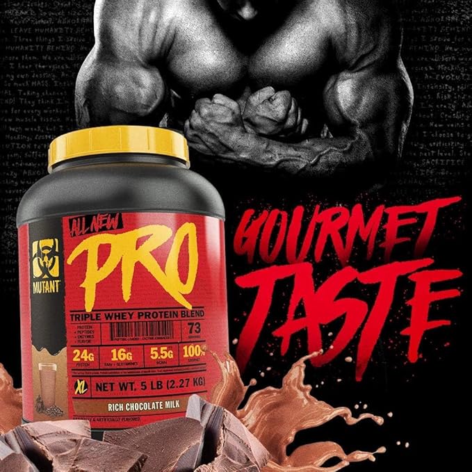 Mutant Pro – Triple Whey Protein Powder Supplement – Time-Released for Enhanced Amino Acid Absorption – Decadent Gourmet Flavors – 5 lbs – Rich Chocolate