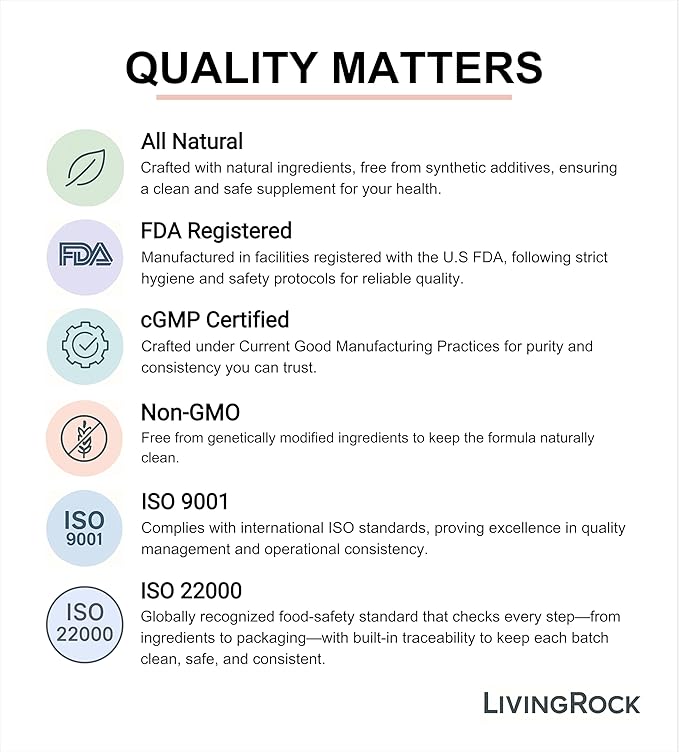 LivingRock Collagen Complex 1600mg with Type I Marine Collagen Hyaluronic Acid Astaxanthin Vitamin C &amp E Natural Multi-Ingredient Formula 90 Vegetable Capsules 45-Day Supply
