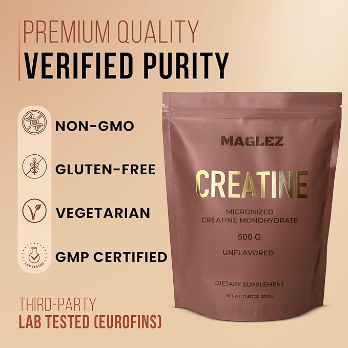 Micronized Creatine Monohydrate 500g (100 Servings) Unflavored - Lean Muscle Strength &amp Recovery - Third-Party Tested - Designed for Women