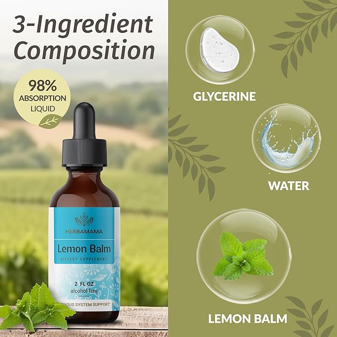 Herbamama Liquid Drops Kit - Bundle of Cat's Claw Extract 2 fl oz and Lemon Balm Tincture 2 fl oz - Vegan Herbal Supplement Liquid Extract - Non GMO Sugar &amp Alcohol-Free - 2 Pack