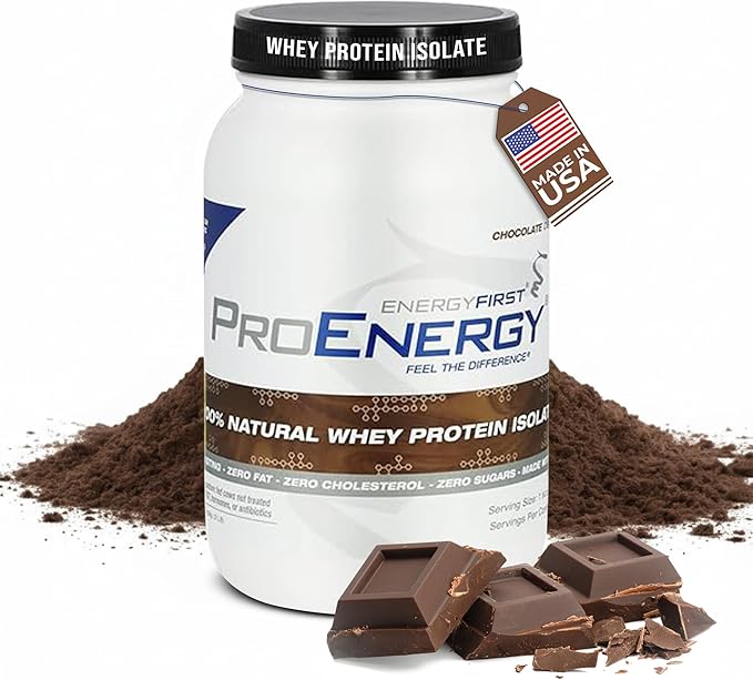 EnergyFirst Grass-Fed Chocolate Whey Protein Isolate (2lb) High-Protein Shake Gluten-Free Non-GMO Ideal for Meal Replacement &amp Workout Recovery 35 Servings