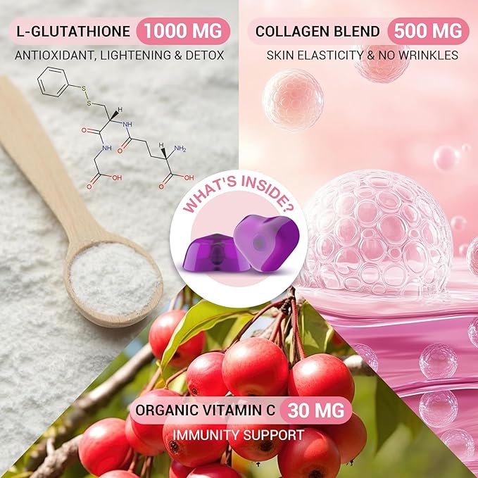 Liposomal Glutathione Gummies 1000MG - Sugar Free Reduced L-Glutathione with Vitamin C &amp Vegan Collagen - Antioxidant &amp Skin Wellness - 150 Count