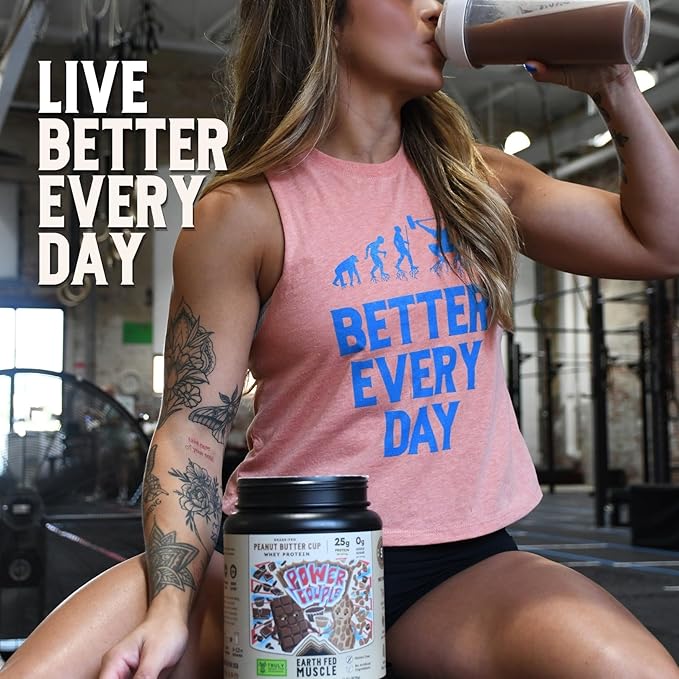 Earth Fed Muscle Power Couple Peanut Butter Chocolate Truly Grass Fed Whey Protein Isolate - Third-Party Certified. No Artificial Ingredients Soy Free Gluten Free Hormone Free 26 Servings