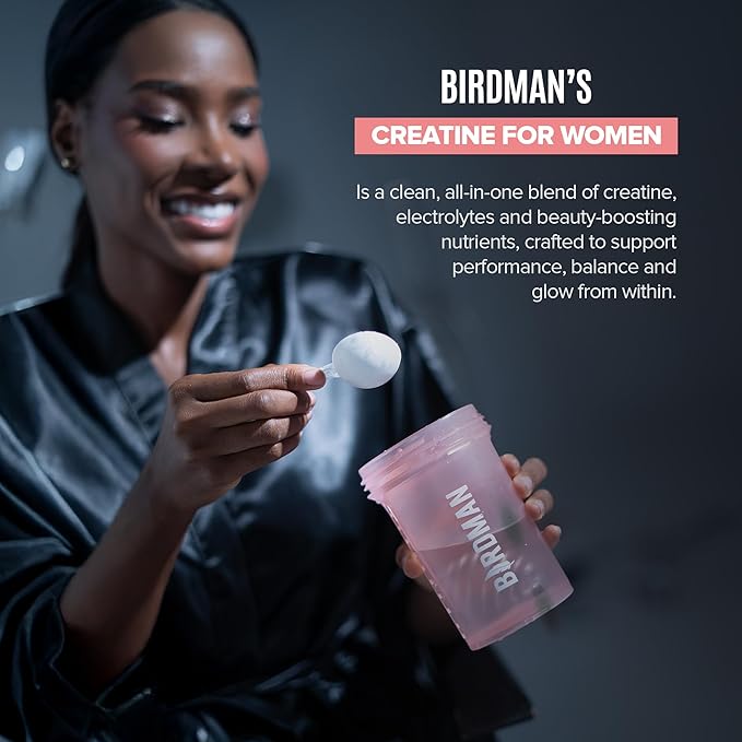 BIRDMAN Creatine for Women | Creatine Monohydrate Powder with Myo &amp D-Chiro Inositol Hyaluronic Acid Zinc Electrolytes and Vitamins | Sugar Free Pink Lemonade | 30 Servings