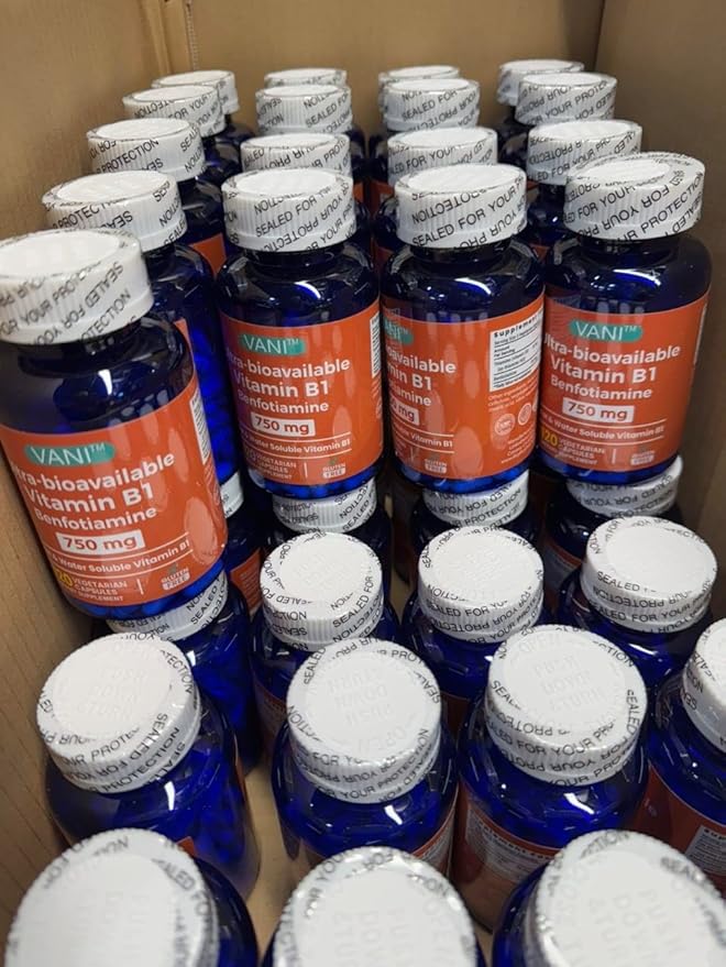 Mega Benfotiamine 750mg with Vitamin B-1 Highly Bioavailable Benfotiamine B1 Supplement Derivative to Support Overall Health* Gluten-Free 120 Capsules (5)