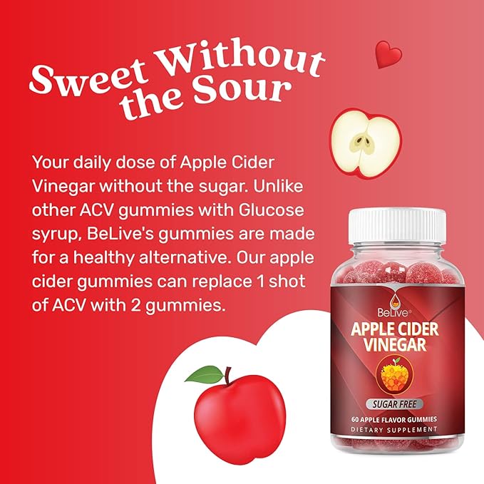 BeLive Turmeric and Apple Cider Vinegar Gummies for Inmune Support Mobility Support Detox Cleanse and Digestive Health
