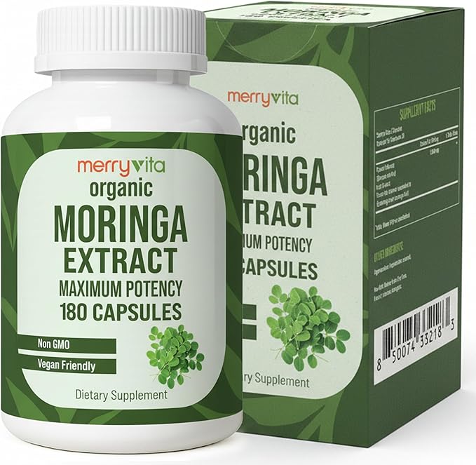 Moringa Capsules – Organic Moringa Oleifera Leaf Extract – Moringa Supplement – Maximum Potency Green Superfood – Immune &amp Antioxidant Support – Vegan Non-GMO – Made in USA – 180 Capsules