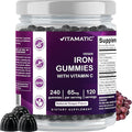 Vitamatic Iron 65 mg Gummies Supplement for Women &amp Men - 240 Vegan Gummies - Great Tasting Iron Gummy Vitamins with Vitamin C