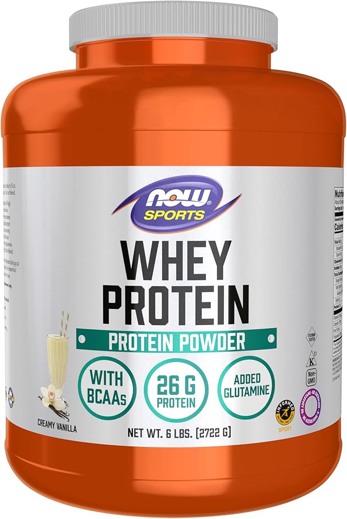 NOW Sports Nutrition Whey Protein 26 g With BCAAs Creamy Vanilla Powder 6-Pound
