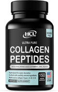 HCL HERBAL CODE LABS Collagen Peptides Powder with Vitamin C &amp Hyaluronic Acid - Cleanest Sources &amp Super High Absorption - Hydrolyzed Multi Type I II III V X - Skin Hair Supplement (Capsu