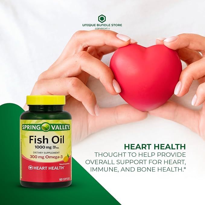 Omega 3 Fish Oil 1000mg – 60 Softgels Omega-3 Supplements for Women and Men Fish Oil Fatty Acid Daily Essential Supplement (Pack of 2)