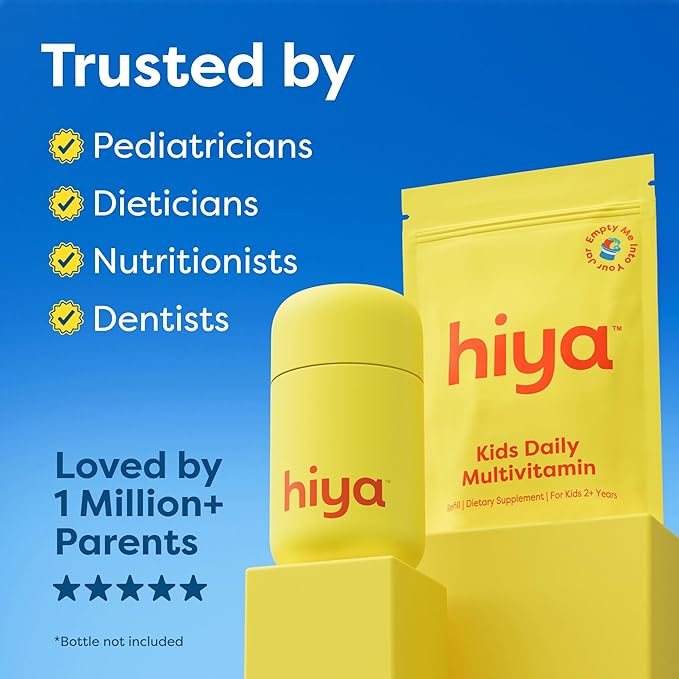 HIYA Kids Multivitamin Tablets – 15+ Essential Vitamins &amp Minerals with Fruits &amp Veggies for Ages 2+ Supports Growth Development &amp Immune 0g Sugar – 60 Day Refill Supply for Toddlers &a