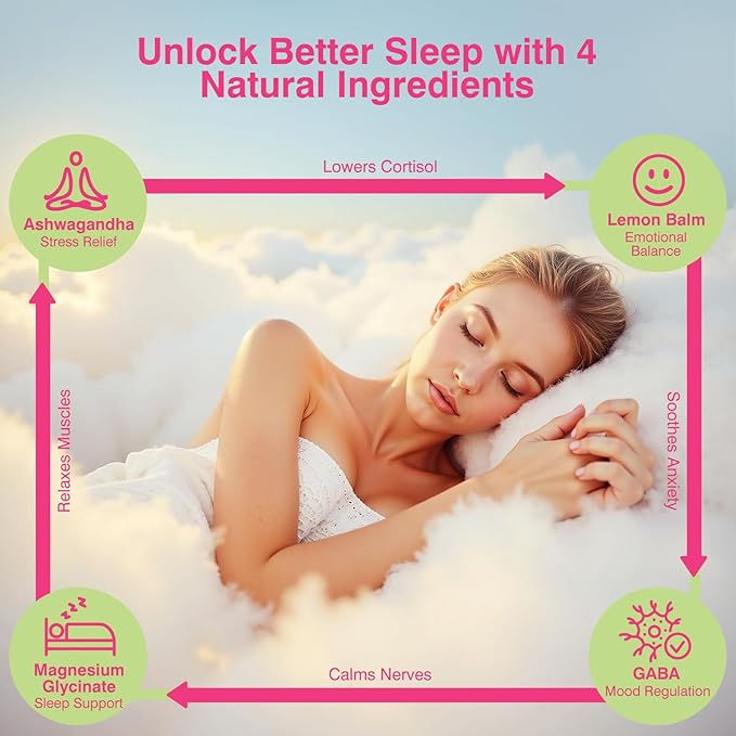 Magnesium Glycinate Gummies 600mg Sugar Free Magnesium Gummies for Adults with Ashwagandha Lemon Balm &amp GABA for Sleep Mood Support and Relaxation Vegan 60 Raspberry