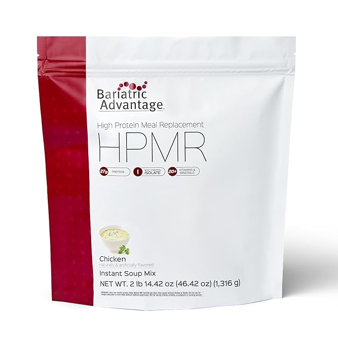 Bariatric Advantage High Protein Meal Replacement Drink Mix - Protein Powder Whey Isolate for Gastric Bypass &amp Sleeve Gastrectomy Patients - 28 Servings with 27 g Protein - Chicken Soup - 46.42 oz