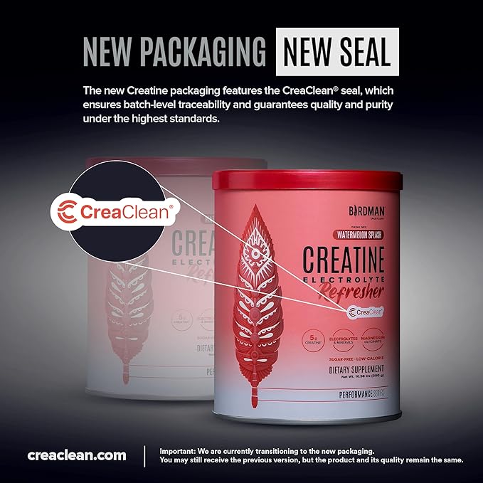 BIRDMAN Creatine Refresher | Creatine Monohydrate Powder with Electrolytes Magnesium Glycinate &amp Vitamins | Creaclean Seal | Sugar Free Low Calorie | Watermelon Splash | 30 Servings