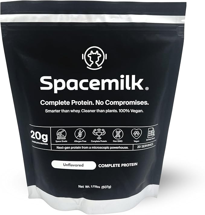 Spacemilk Unflavored Vegan Protein Powder – Pure One Ingredient Allergen-Free Gluten-Free Dairy-Free Keto Non-GMO Single-Cell Nutrition with 20g Protein &amp 4.24g BCAAs