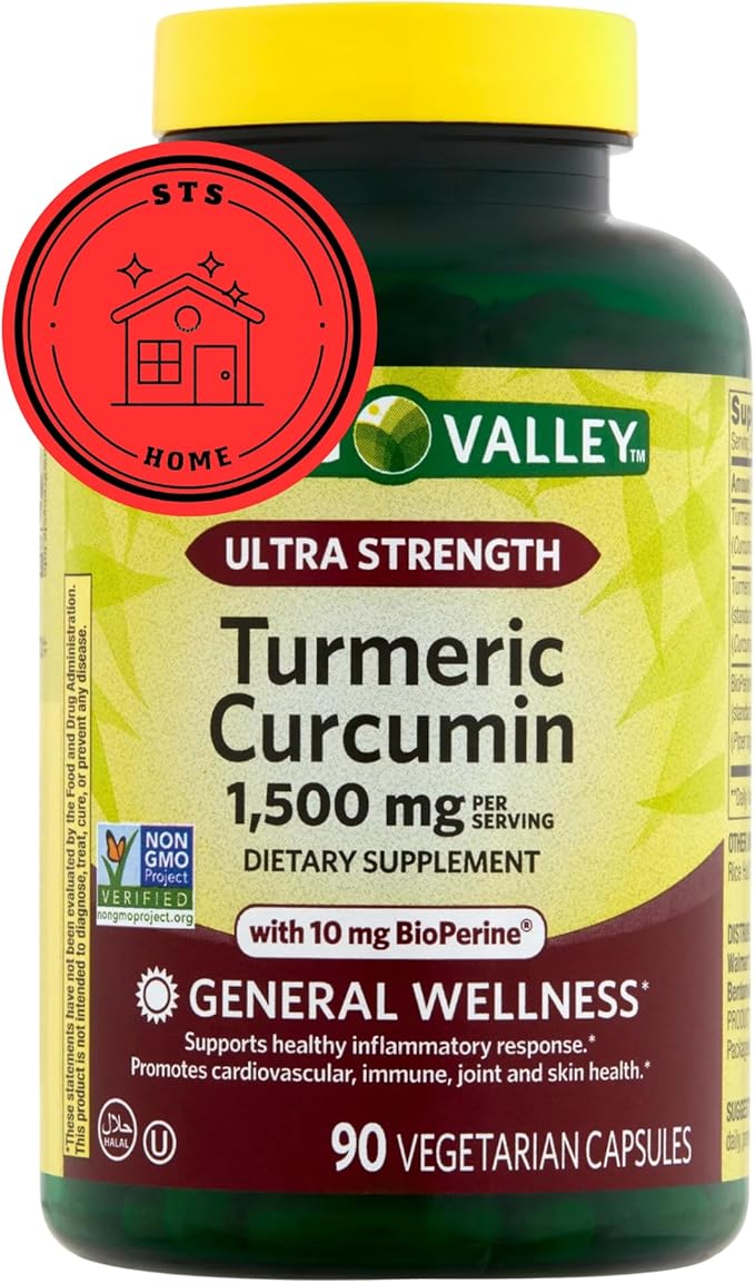 Spring Valley Turmeric Supplement | Turmeric Curcumin Supplement Ultra Strength 1500 mg 90 Count + STS Sticker.