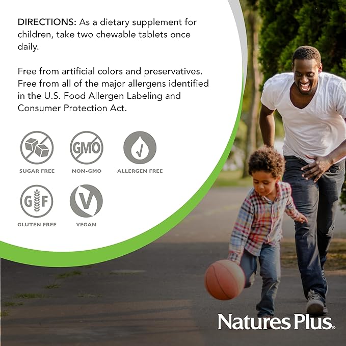 NaturesPlus Animal Parade MagKidz Natural Cherry Flavor - 90 Animal-Shaped Chewable Tablets - Pack of 3 - Bone &amp Muscle Health Support - Non-GMO Vegan Gluten Free Sugar Free - 135 Total Servi