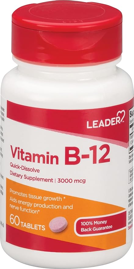 LEADER Vitamin B-12 3000Mcg 60 Tablets per Bottle (9 Pack)