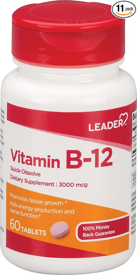 LEADER Vitamin B-12 3000Mcg 60 Tablets per Bottle (11 Pack)