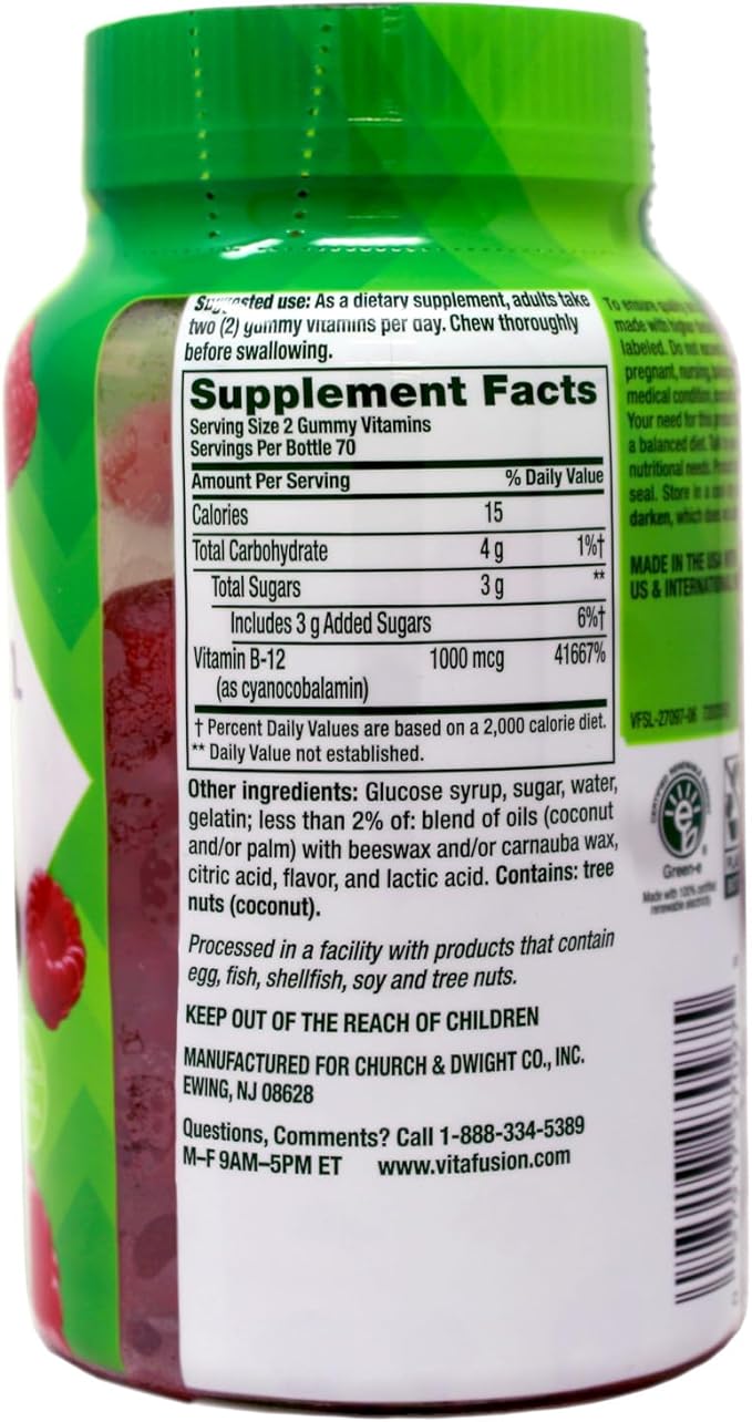 Vitamin B-12 Gummy Supplement High Potency Energy Support 1000 mcg 140ct (1 Pack)