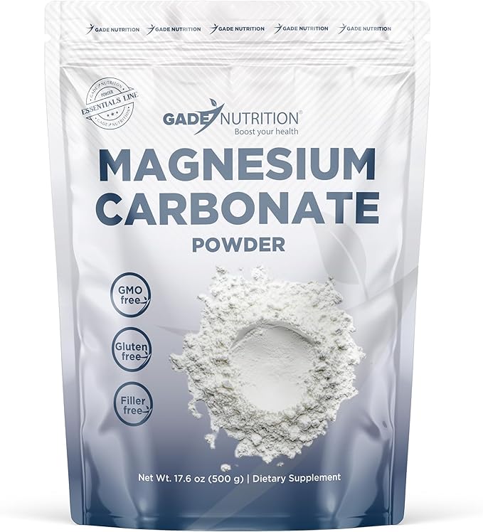 Gade Nutrition Pure Magnesium Carbonate Powder | 500g 875mg per Serving 571 Servings | Non-GMO Gluten-Free Filler Free Highly Absorbable | USA Made