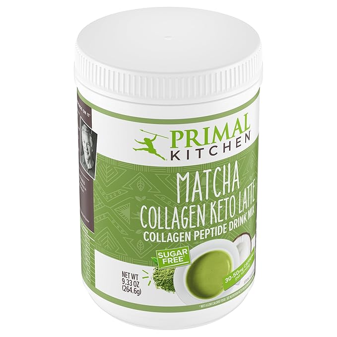 Primal Kitchen Matcha Collagen Keto Latte Powder Sugar-Free Collagen Peptides 9.33 Ounces