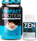 Nutrology TRIPACT Protein Powder 7-in-1 Meal Replacement Shake Vanilla Latte Cinnamon Flavor (40 Servings) Zen Natural Magnesium Supplement (30 Servings)