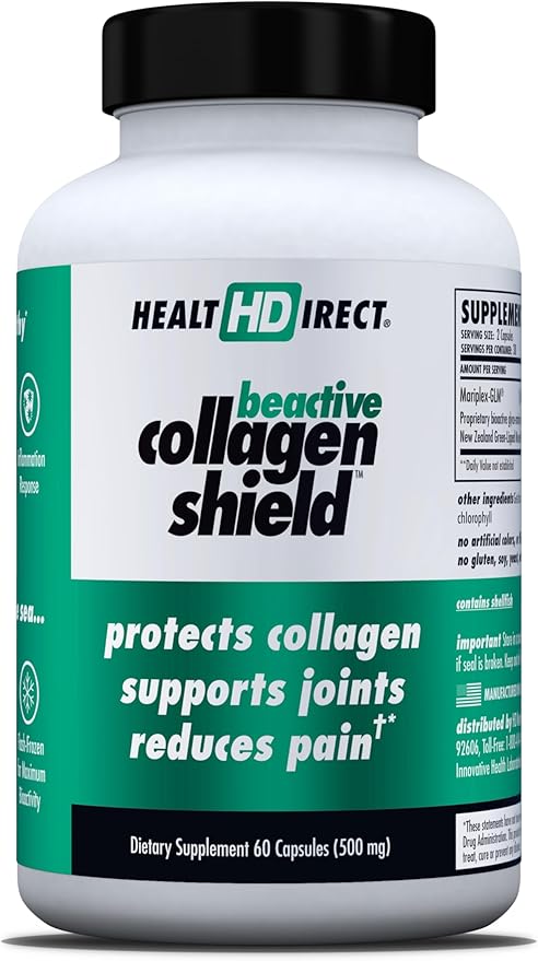 HEALTH DIRECT - BeActive Collagen Shield - 60 Capsules - Advanced Green-Lipped Mussel Supplement for Collagen Protection - Supports Skin Joints and Muscles