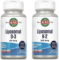 KAL Liposomal Vitamin K2 Plus D3 Supplement Bundle High Absorption Liposomal Technology Vegan Capsules 30 Servings