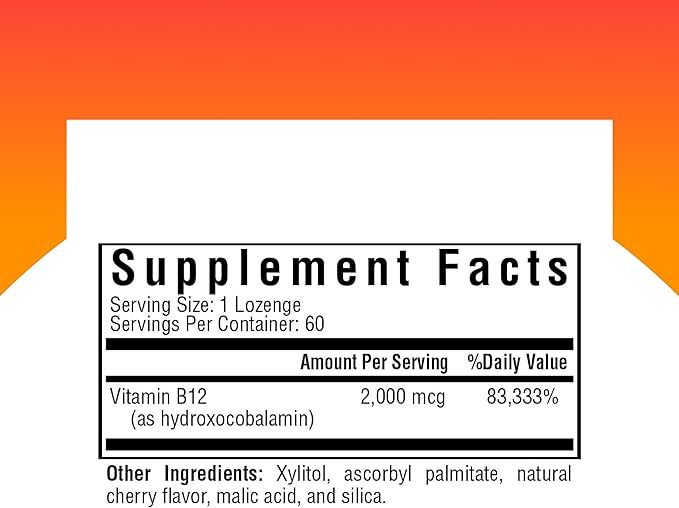 Seeking Health Hydroxo B12 - Vitamin B Supplement for Energy Support - Supplement with Folate to Support Methylation &amp Homocysteine Levels - 2000 mcg 60 Lozenges