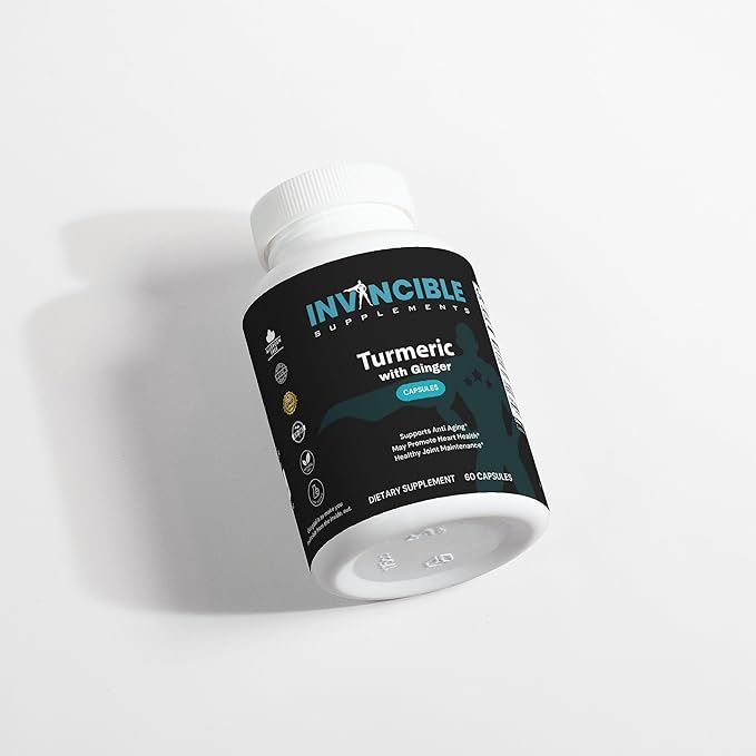 Organic Turmeric &amp Ginger Capsules 500mg | Immune Boost Joint &amp Heart Health Non-GMO BioPerine Enhanced Absorption Supplement