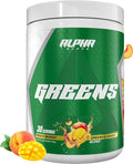Alpha Supps - Alpha Greens Supplement | Fruit &amp Vegetable Superfood Powder | Over 40 Natural Plant Based Ingredients | Prebiotic &amp Probiotic Digestive Support Blend - 30 Servings (Peach Mango)