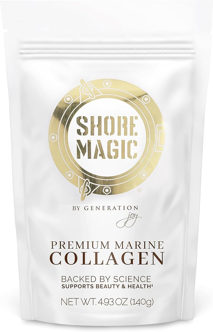 Shore Magic Premium Marine Collagen Powder – Hydrolyzed Type I II III &amp IV Peptides from Wild Fish for Skin Hair Nails &amp Joints 14 Servings