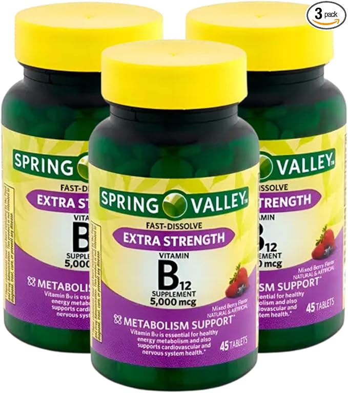 Unique Bundle Store Extra Strength Vitamin B12 5000 mcg – 45 Tablets Mixed Berry Flavor Fast Dissolve B12 Vitamins Daily B 12 Supplement for Metabolism Support (Pack of 3)