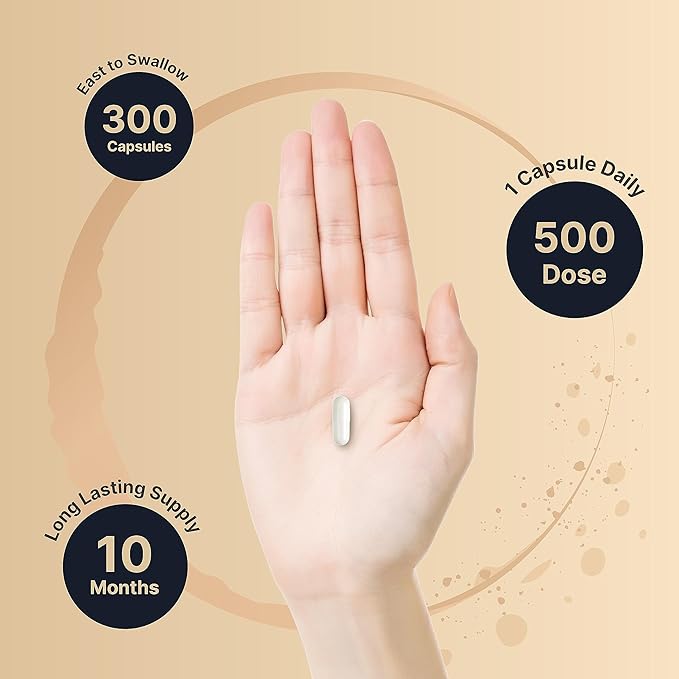 Magnesium Complex 500mg 300 Capsules | 10-in-1 Magnesium Glycinate Citrate Malate &amp More | Chelated Form for Easy Absorption | Non-GMO