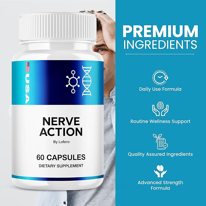 Nerve Action Capsules NerveAction Pills with Advanced Maximum Strength Neuropathy Supplement Health Function Support Vitamins Premium Wellness Formula All-Natural Ingredients Capsulas (60 capsules)